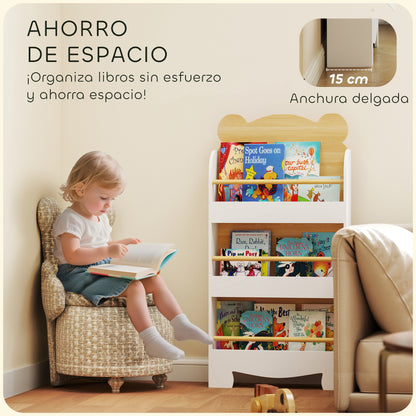 Estante De Livros Para Crianças Aiyaplay Mdf E Madeira De Pinho Madeira E Branco 55x15x110 Cm 311-095v80nd_5