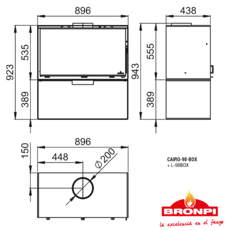 BRICOSOL INSERTABLE DE LEÑA BRONPI MODELO CAIRO 90 - KIT VERMICULITA_2