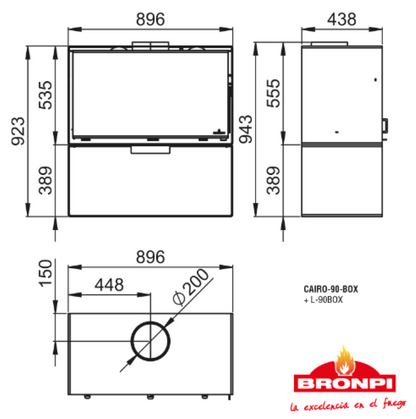 BRICOSOL INSERTABLE DE LEÑA BRONPI MODELO CAIRO 90 - KIT VERMICULITA_2