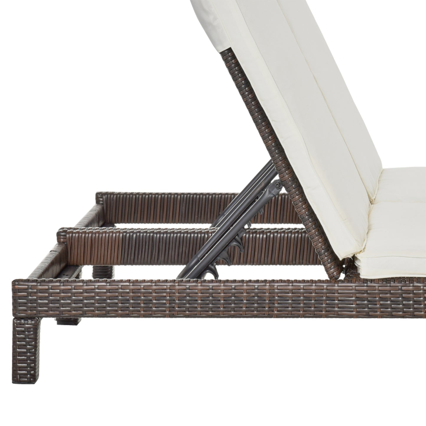 Outsunny Tumbona De Ratán 2 Plazas Con Respaldo Regulable 220 Kg Marrón_3