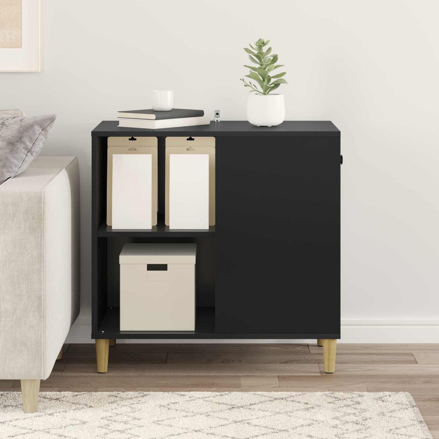 Casa Para Gatos Negro 72 X 42.5 X 70 Cm Madera De Ingeniería_3