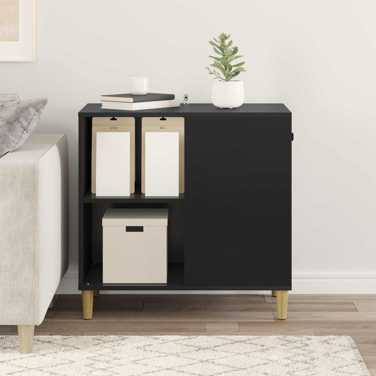 Casa Para Gatos Negro 72 X 42.5 X 70 Cm Madera De Ingeniería_3