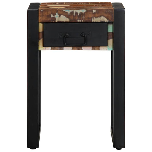 Mesa Auxiliar Multicolor 35x35x50 Cm Madera Maciza Reciclada_0