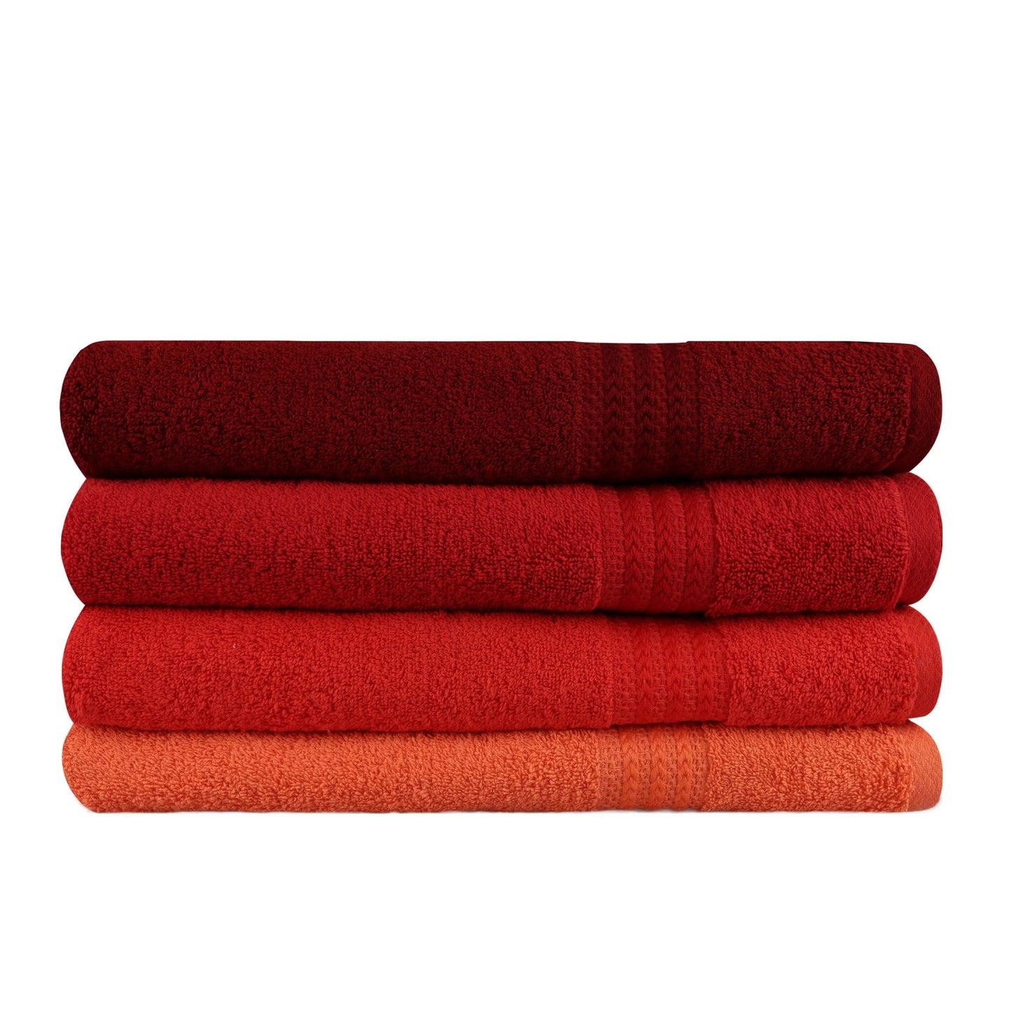 Juego De Toallas De Baño (4 Piezas) Naranja Pálida, Naranja, Rojo Y Fucsia_1