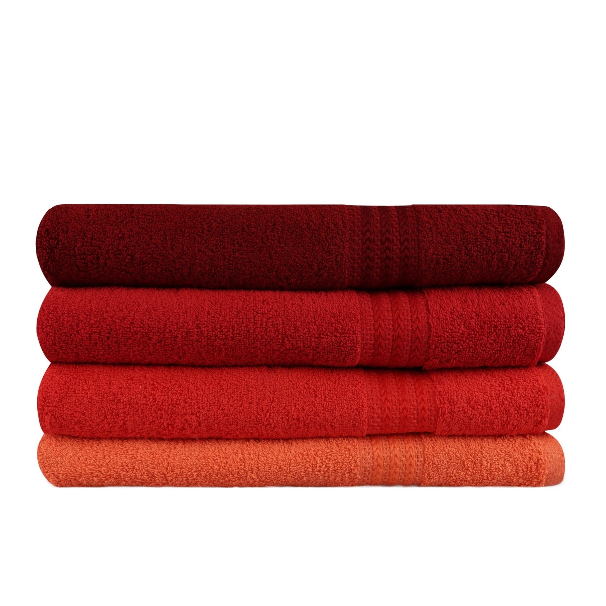 Juego De Toallas De Baño (4 Piezas) Naranja Pálida, Naranja, Rojo Y Fucsia_1
