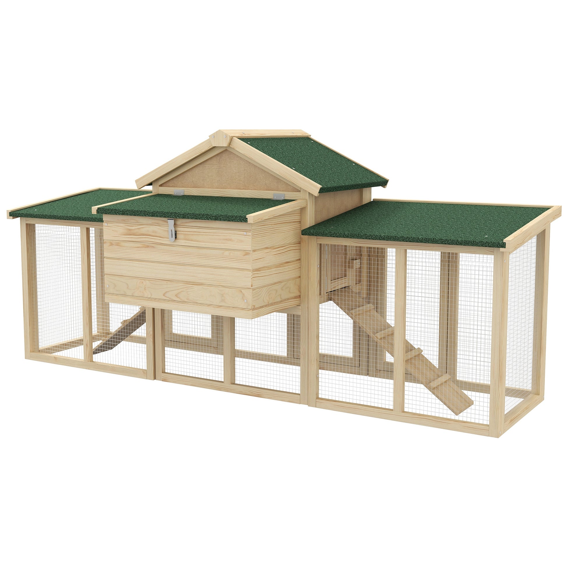 Pawhut Gallinero Grande De Madera 204x85x93 Cm Con Nido Rampa Natural_3