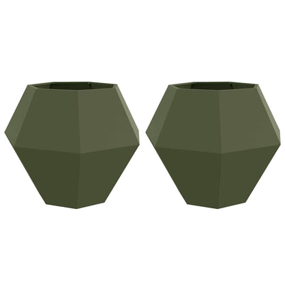 Jardinera 2 Uds. Verde Oliva 100 X 100 X 80 Cm Acero_0