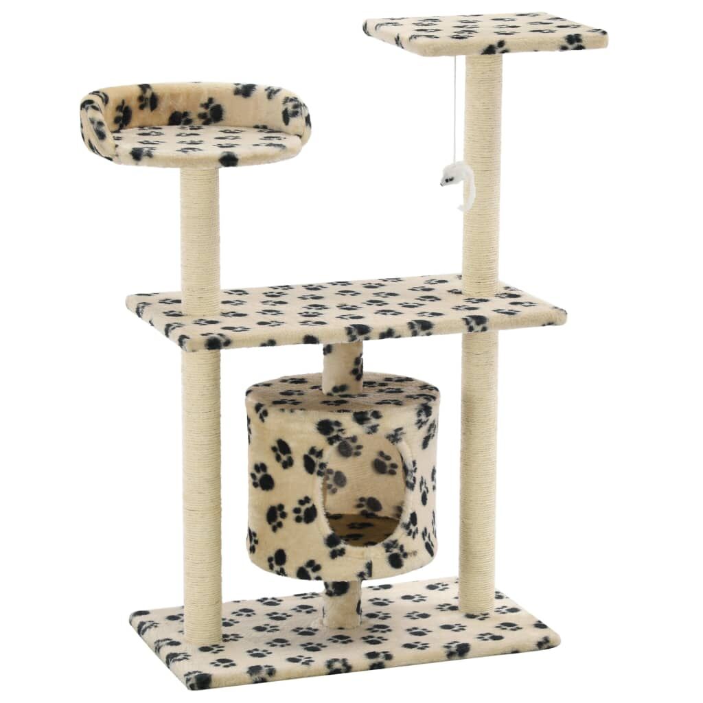 Vidaxl Rascador Para Gatos Con Poste De Sisal 95 Cm Huellas Beige_0