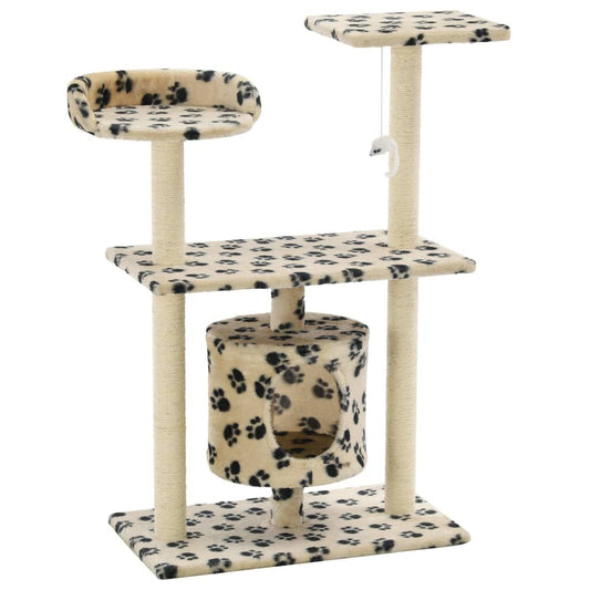 Vidaxl Rascador Para Gatos Con Poste De Sisal 95 Cm Huellas Beige_0