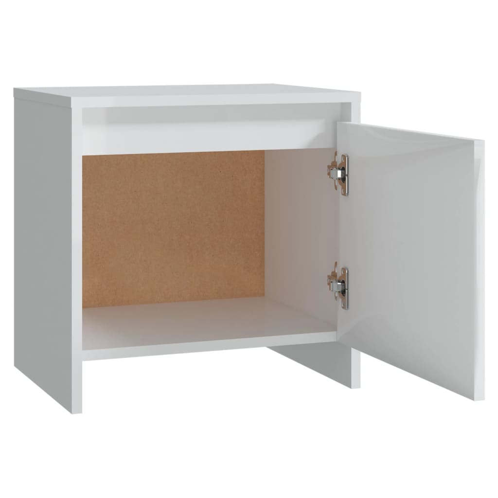 Mesita De Noche Madera Ingeniería Blanco Brillo 45x34x44,5 Cm_2