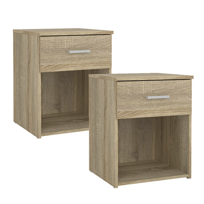 Juego De 2 Mesitas De Noche Duero Con 1 Cajón De Estructura De Roble 37,6x35,95x47,5cm_0