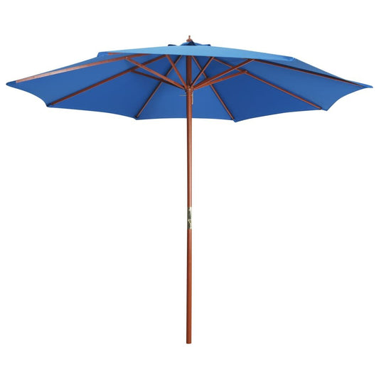 Vidaxl Sombrilla De Jardín Con Palo De Madera Azul 300x258 Cm_0
