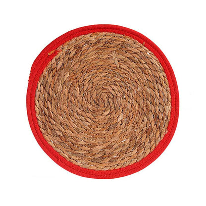 Tapete Natural Borde Rojo 35cm Colección Kinvara
