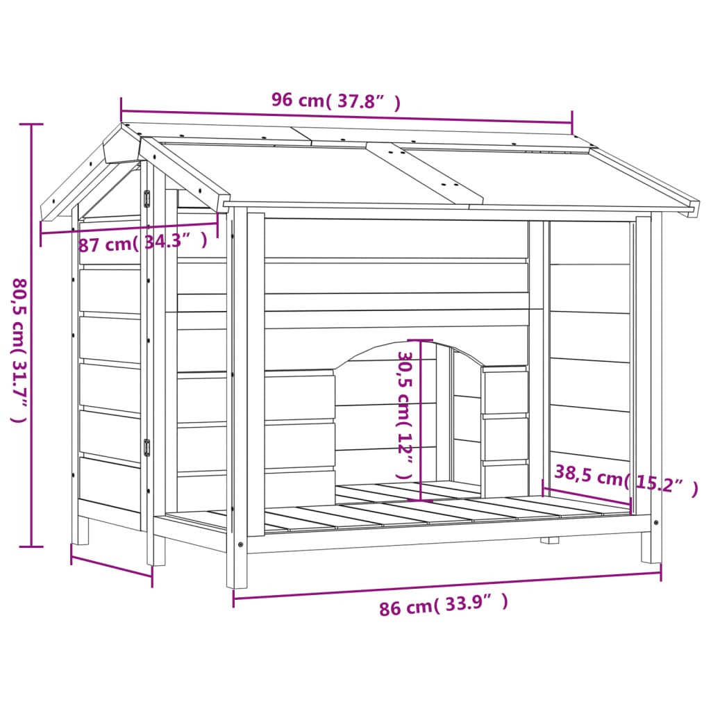 Vidaxl Caseta Para Perros Madera Maciza De Pino Gris 96x87x80,5 Cm_2