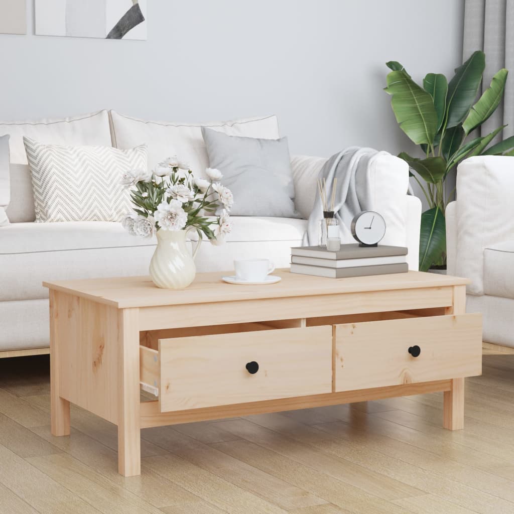Mesa De Centro De Madera Maciza De Pino Gris 100x50x40 Cm_1