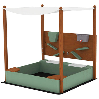 Aiyaplay Arenero Para Niños De Madera Con Techo Asientos 116x112,5x128 Cm Verde_0