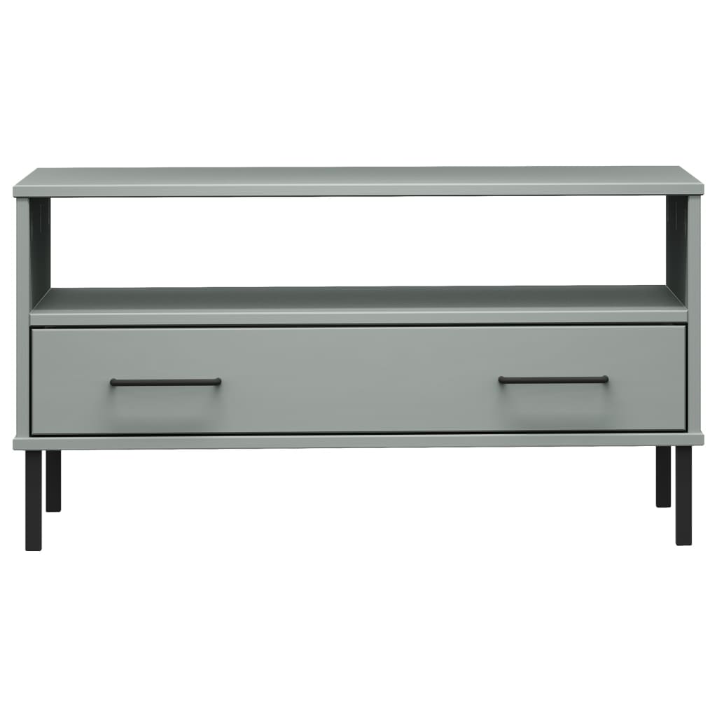 Mesa De Centro Patas Metal Oslo Madera Maciza Gris 85x50x45 Cm_2