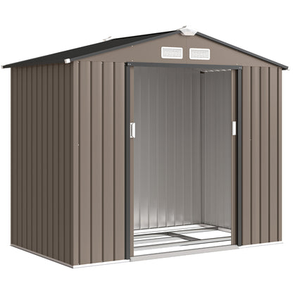 Outsunny Cobertizo De Jardín Base Sin Suelo 213x130x185 Cm Con 2 Puertas Marrón_0
