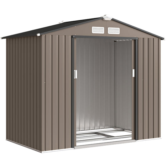 Outsunny Cobertizo De Jardín Base Sin Suelo 213x130x185 Cm Con 2 Puertas Marrón_0