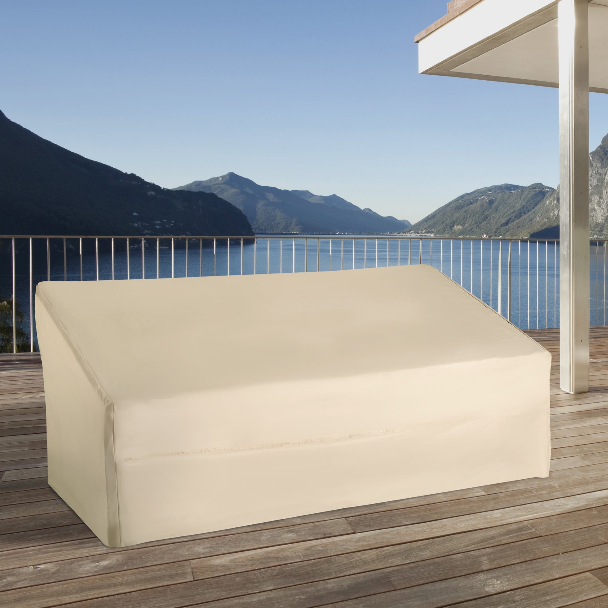 Outsunny Funda Protectora Beige Para Banco 3 Plazas 218x111x101 Cm_1