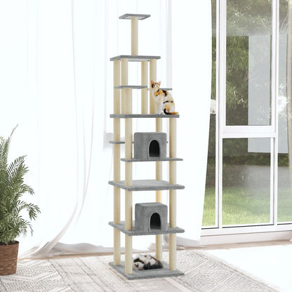 Vidaxl Rascador Para Gatos Con Postes De Sisal Gris Claro 216 Cm_1