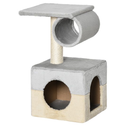 Pawhut Rascador Árbol Para Gatos 31x31x58 Cm Con Poste Central Cama De Felpa_0