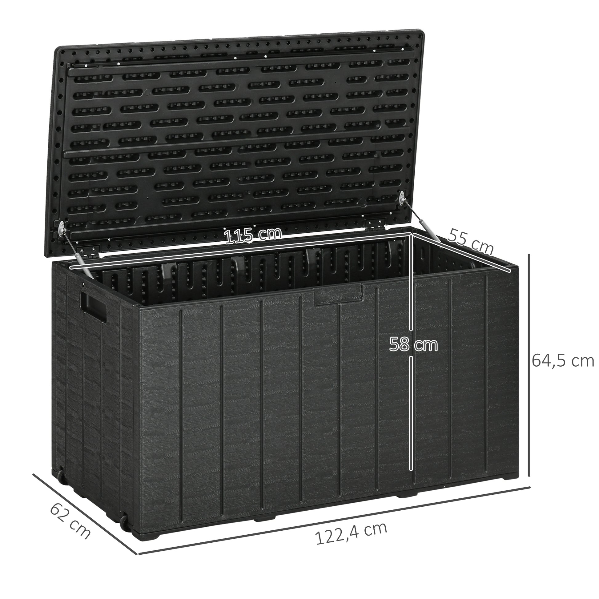 Outsunny Baúl De Almacenamiento Exterior 366l Con Ruedas 122,4x62x64,5 Cm_2