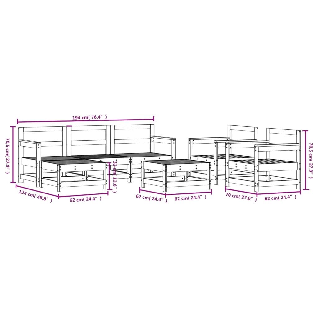 Vidaxl Juego De Muebles De Jardín 7 Piezas Madera Maciza De Pino_2