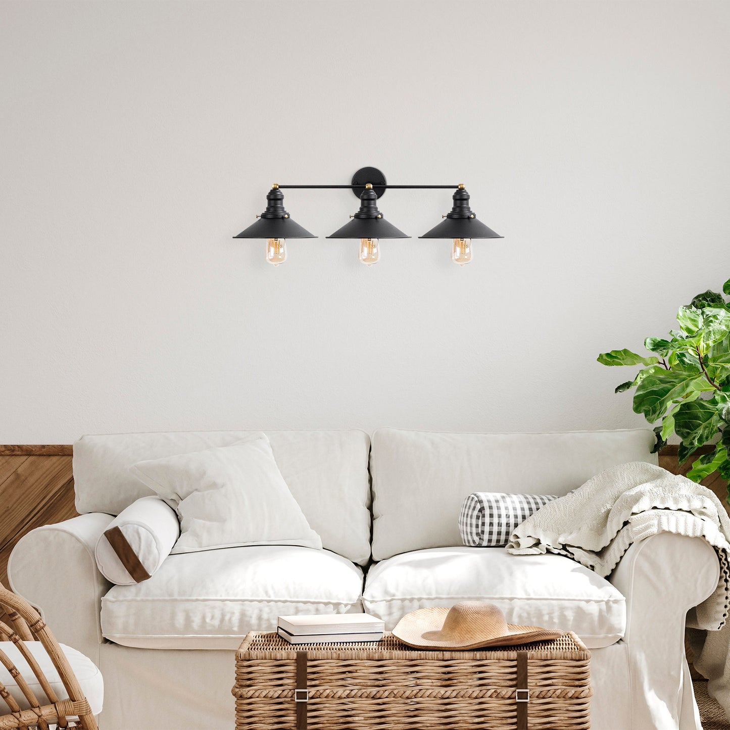 Aplique De Pared, Metal , Negro, 75x27x20, Casquillo 3 X E27 Max 40 W_3