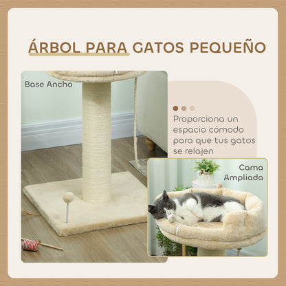 Pawhut Árbol Rascador Para Gatos De 2 Niveles Con Plataforma Bola Poste De Sisal_3