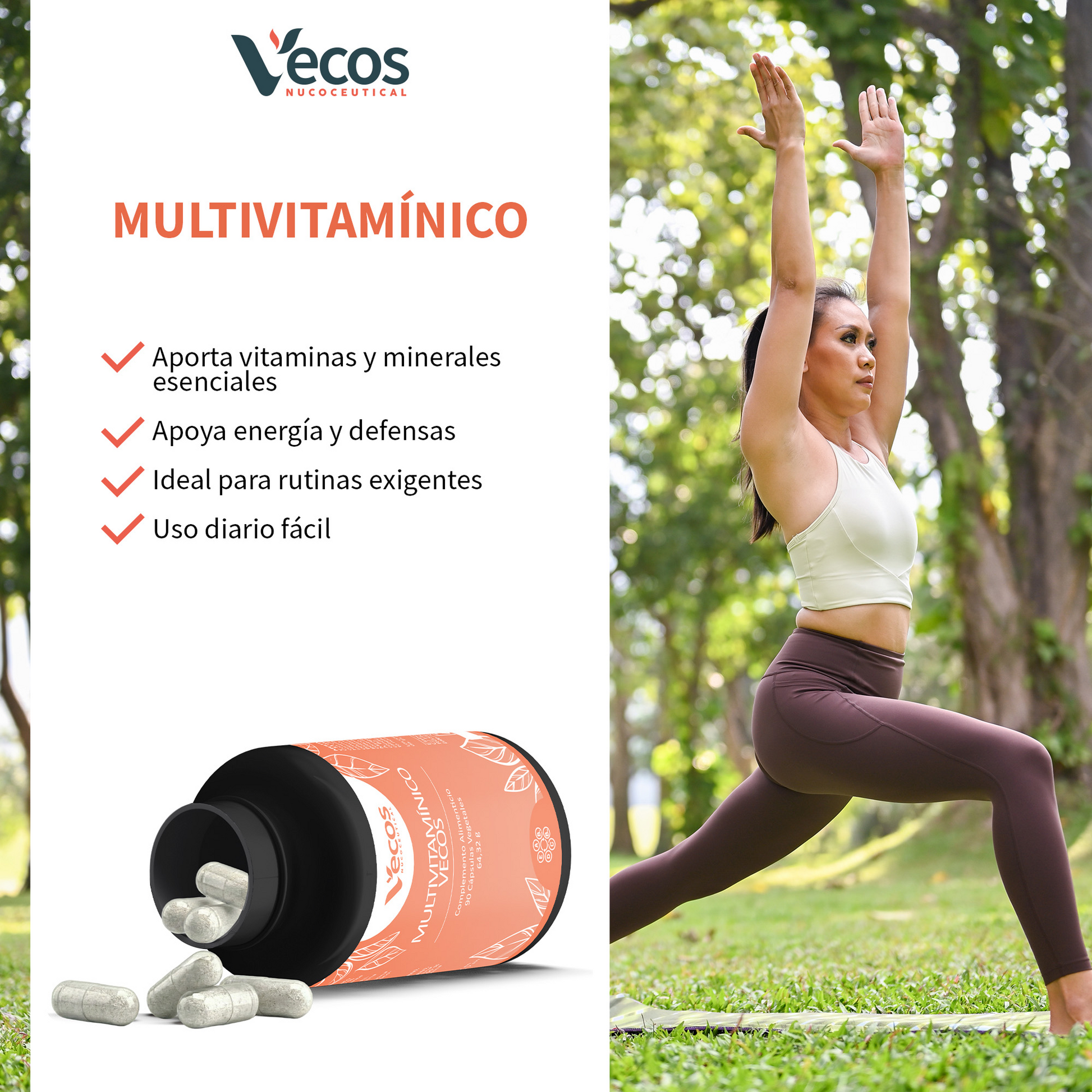 Multivitamínico Vecos 90 Cápsulas | Energía Diaria Y Sistema Inmunitario | 13 Vitaminas Y 11 Minerales_3
