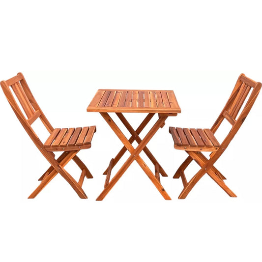 Yoevu -set De Madera De Acacia 3 Piezas, 1 Mesa Y 2 Sillas Plegables, Conjunto De Jardín Compacto Y Duradero, Ideal Para Terrazas, Balcones Y Patio_0