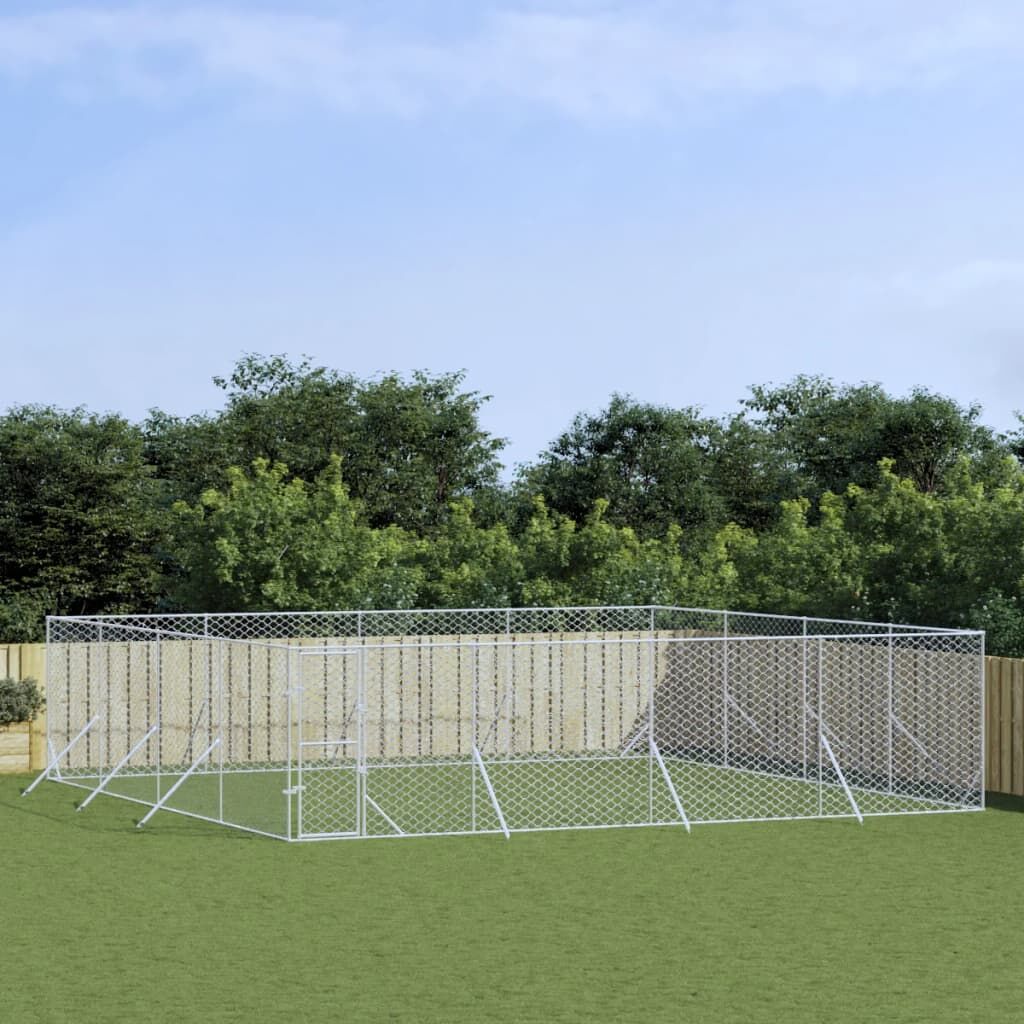 Vidaxl Perrera De Exterior Acero Galvanizado Plateado 8x8x2 M_1