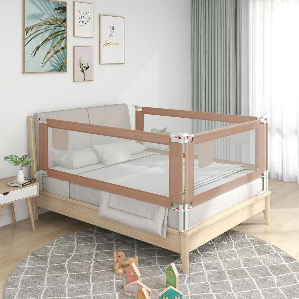 Vidaxl Barandilla De Seguridad Cama De Niño Taupe Tela 190x25 Cm_1