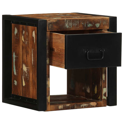 Mesilla De Noche Multicolor 40x35x40 Cm Madera Maciza Reciclada_1
