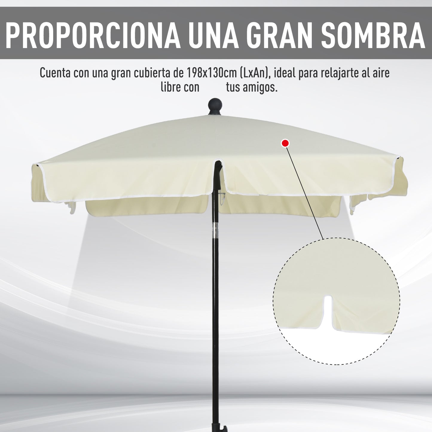 Outsunny Sombrilla De Jardín De Aluminio 198x130x245 Cm Beige_3