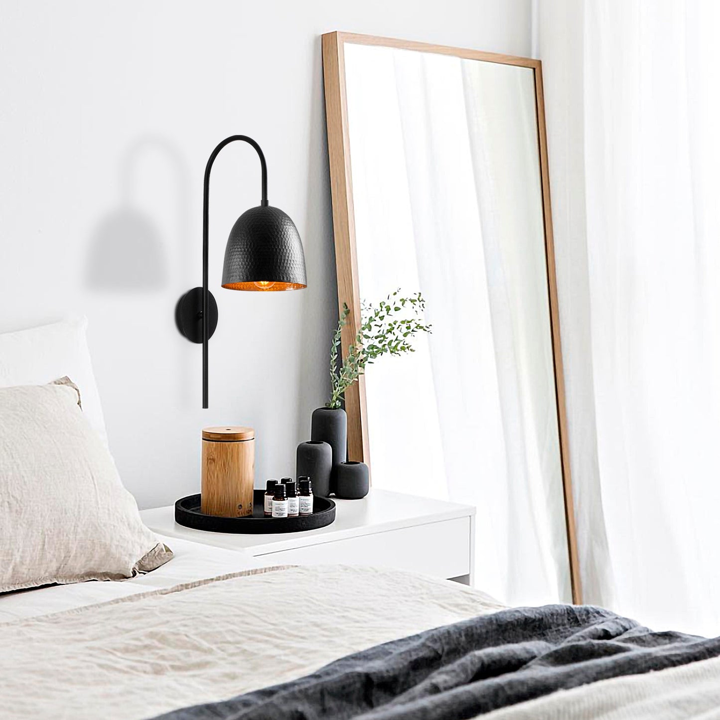 Aplique De Pared, Metal , Negro, 16x24x57, Casquillo E 27 Max 40 W_1