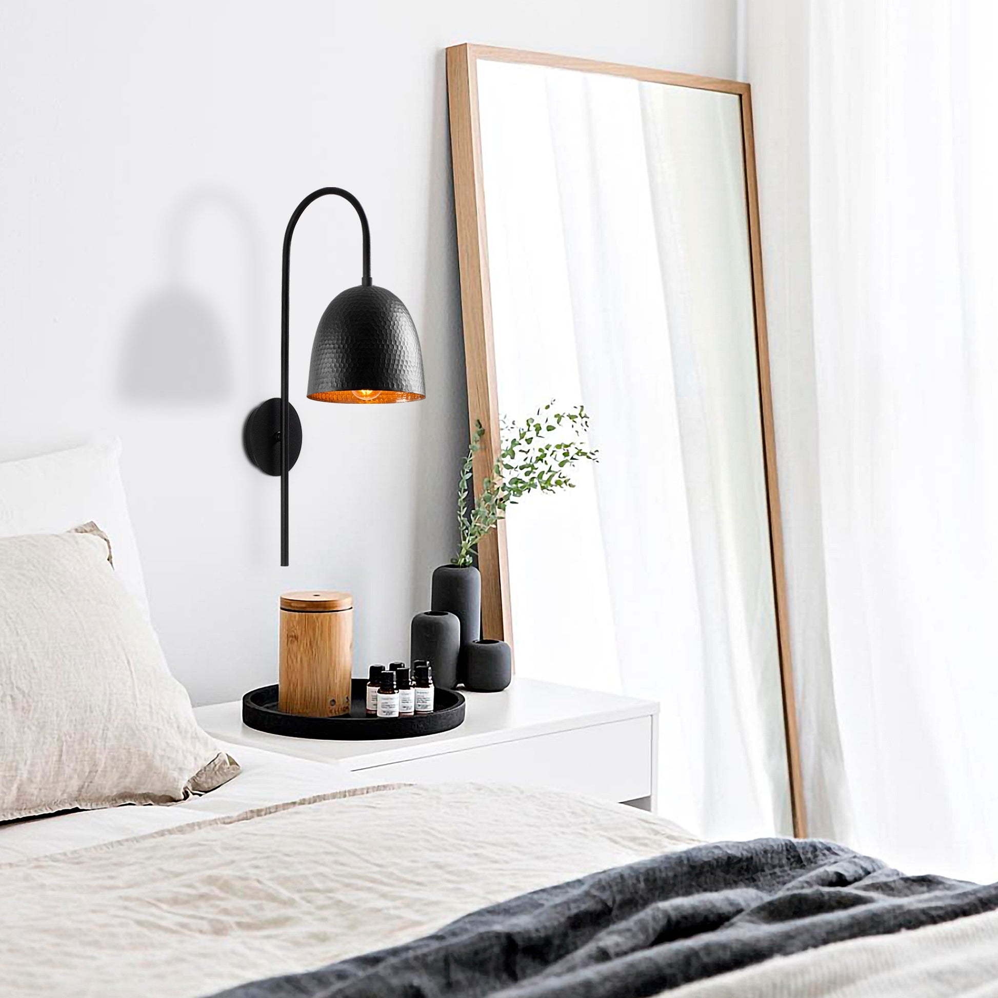 Aplique De Pared, Metal , Negro, 16x24x57, Casquillo E 27 Max 40 W_1