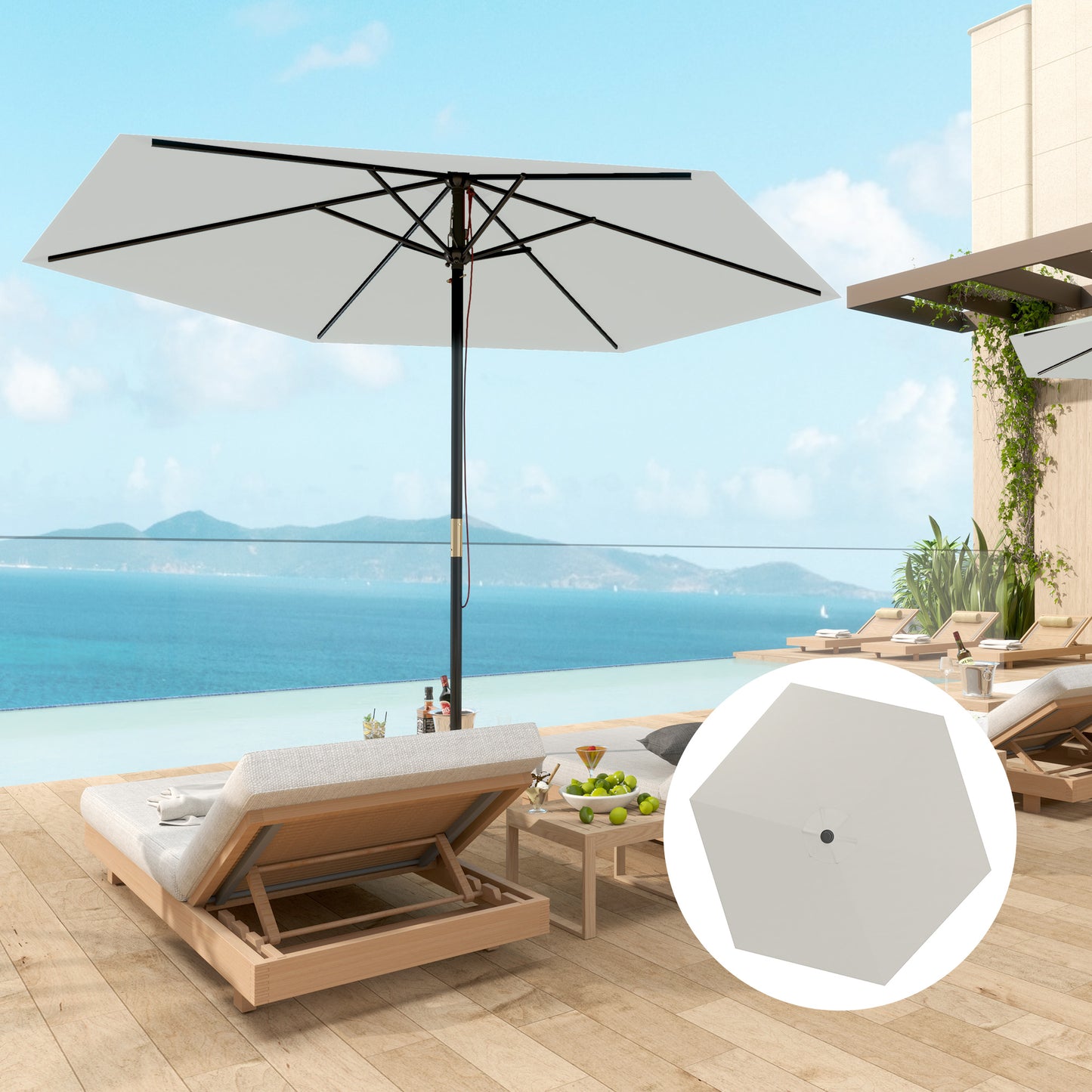 Outsunny Toldo De Recambio De Sombrilla De 3 M Con Ventilación Superior Crema_4