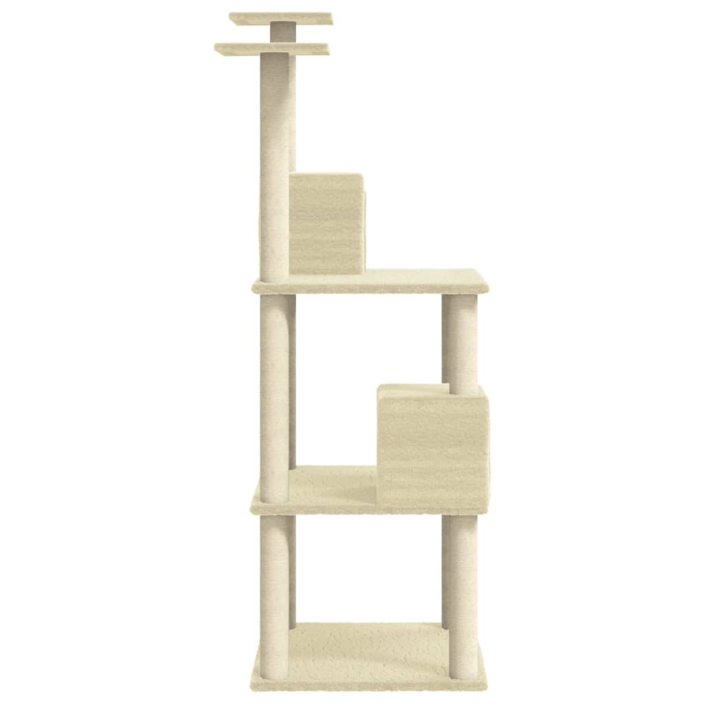Rascador Para Gatos Con Postes De Sisal Color Crema 141 Cm_4