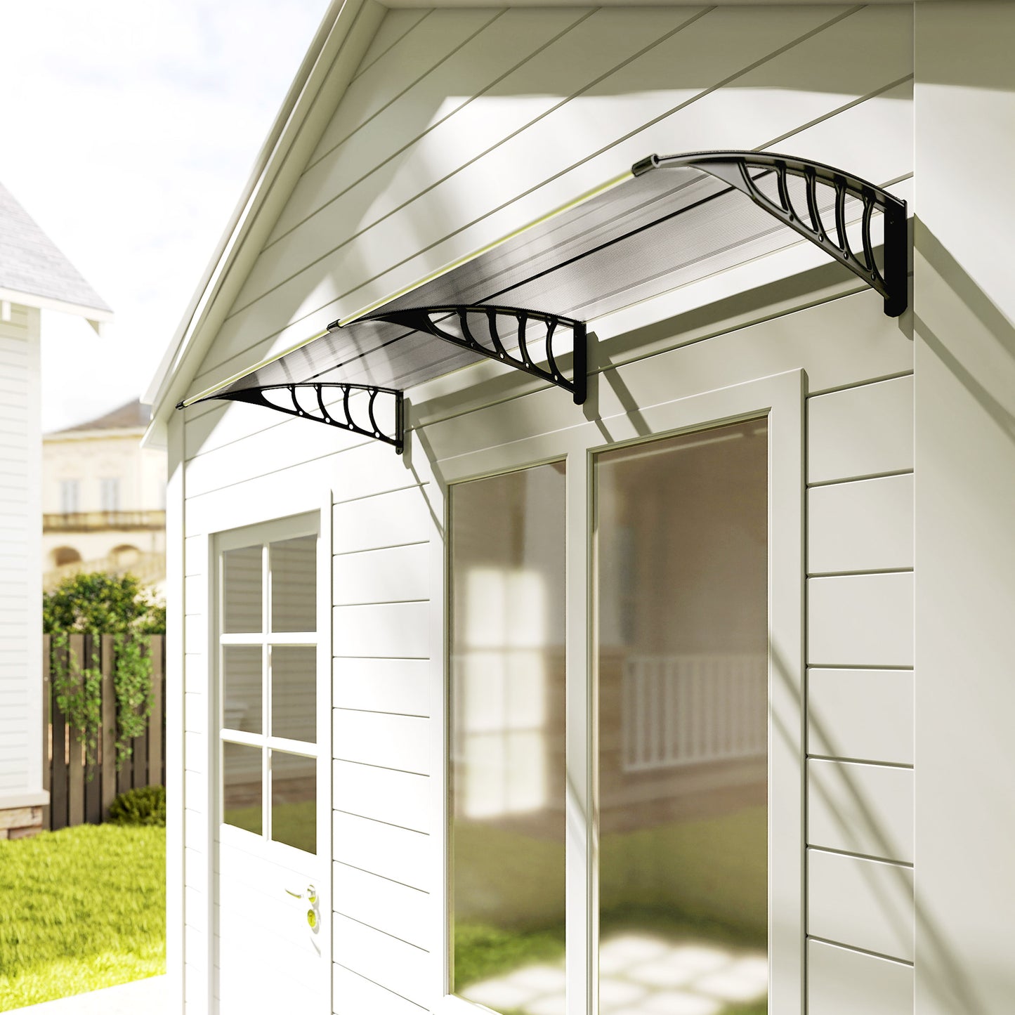 Outsunny Tejadillo De Protección 200x96 Cm Para Puertas Y Ventanas Transparente_4