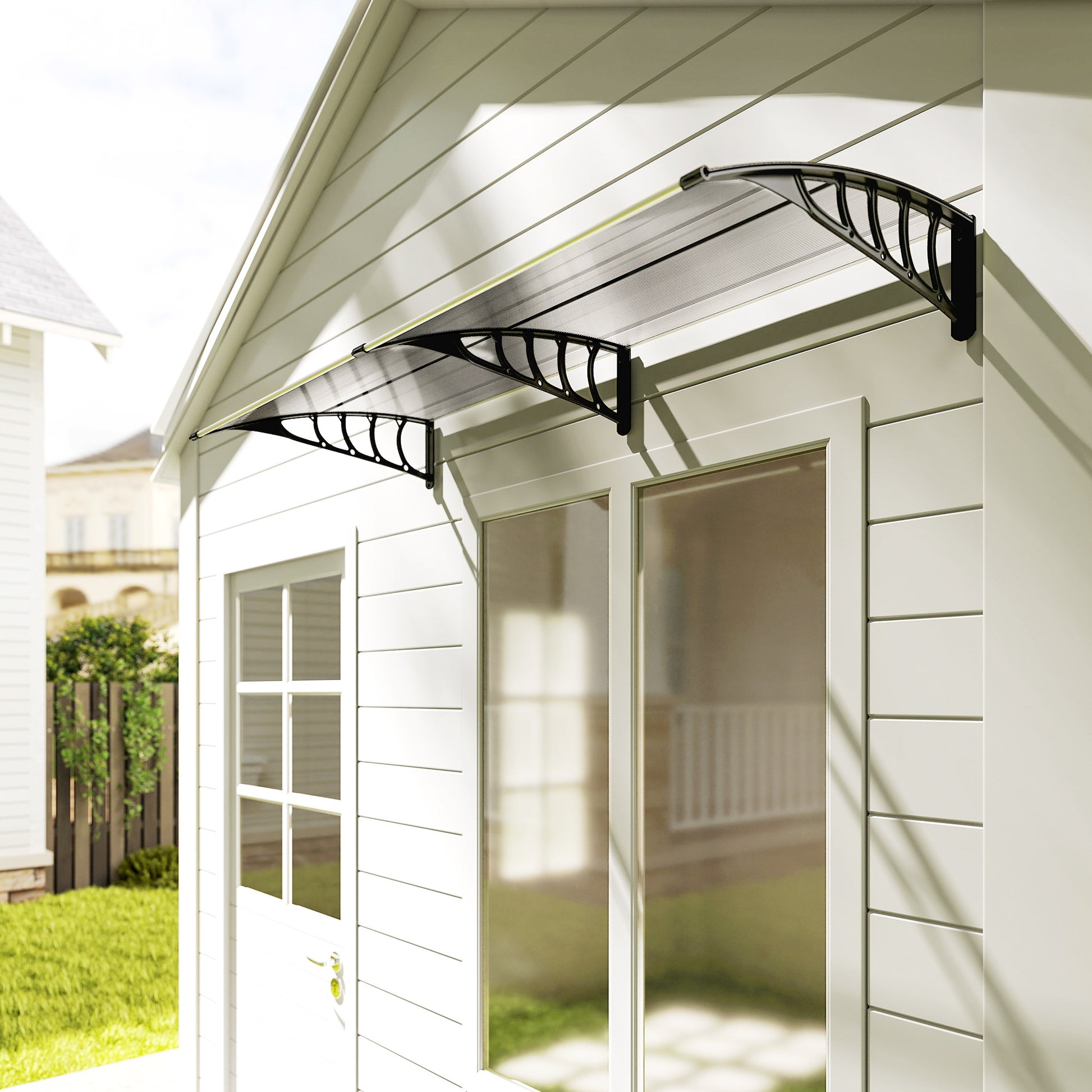 Outsunny Tejadillo De Protección 200x96 Cm Para Puertas Y Ventanas Transparente_4