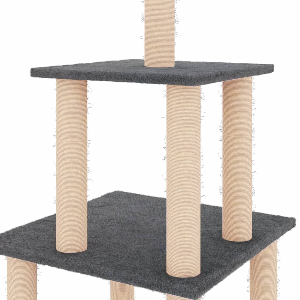 Vidaxl Rascador Para Gatos Con Postes De Sisal Gris Oscuro 111 Cm_4