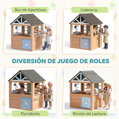 Aiyaplay Casita Infantil De Madera Con Puerta Para Mascotas Cocina De Juguete_5