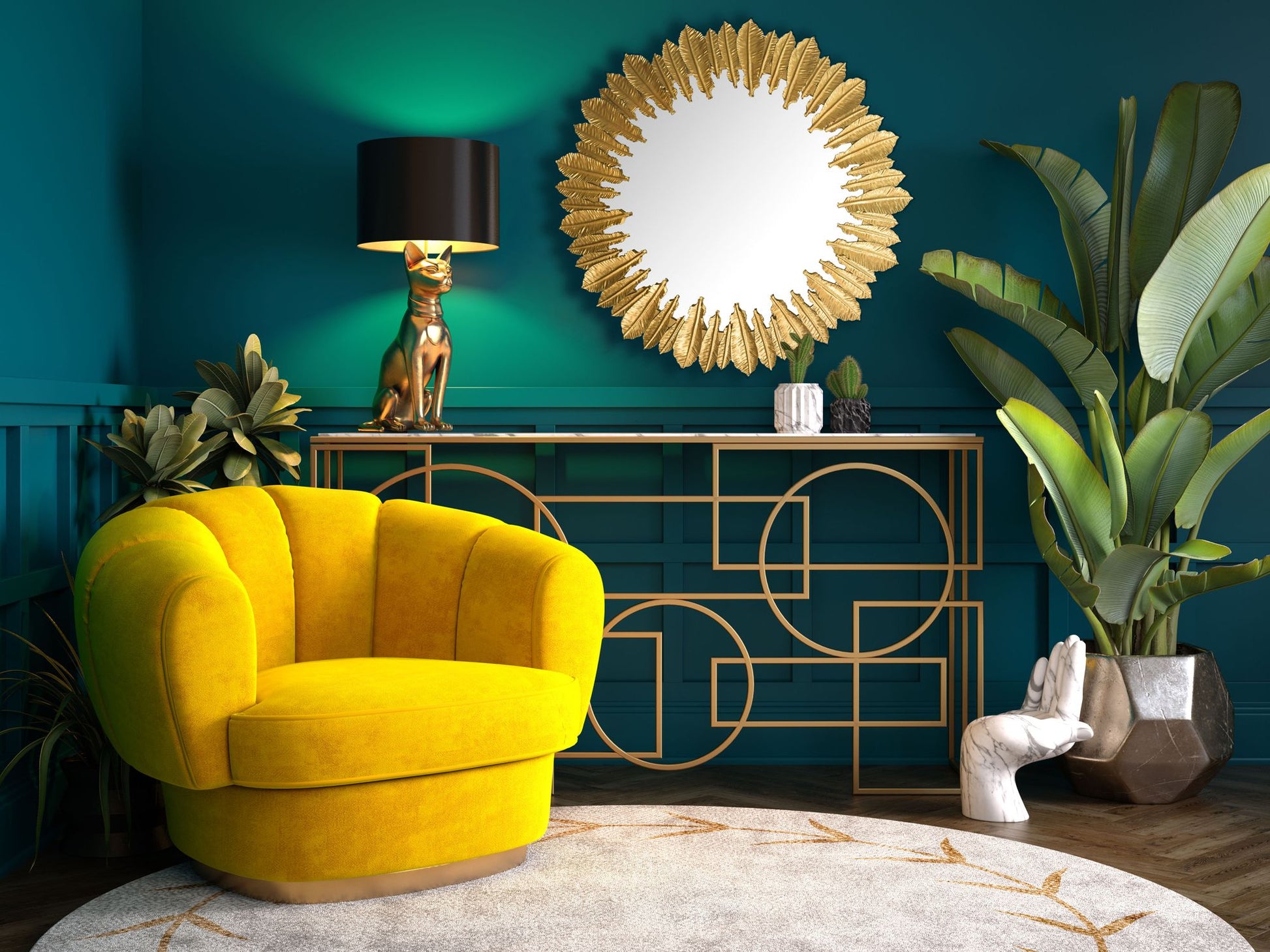 Espejo De Pared Plumas 68 Cm_2