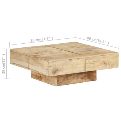 Mesa De Centro De Madera Maciza De Mango 80x80x28 Cm_4