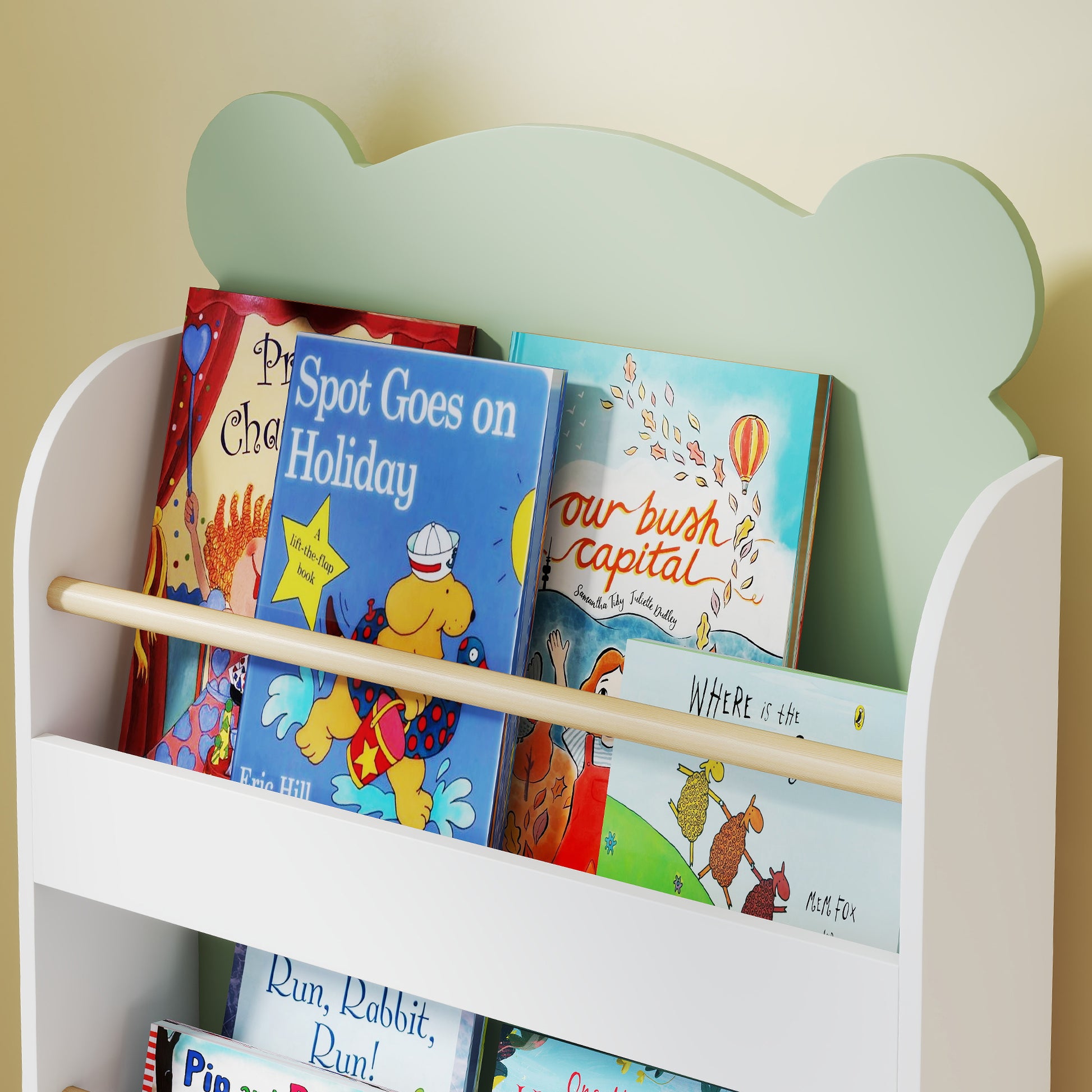 Aiyaplay Librería Infantil De 3 Niveles Diseño De Osito Verde_4
