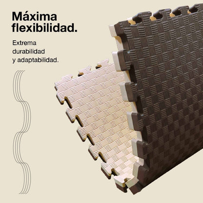 Jowy Tatami Puzzle 4cm 100x100cm – Superficie 5 Líneas Marrón/beige_5