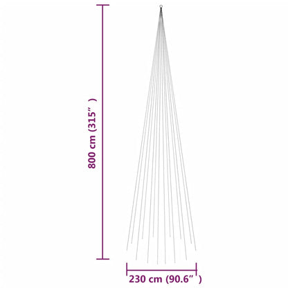 Vidaxl Árbol De Navidad En Asta De Bandera 1134led Blanco Cálido 800cm_2
