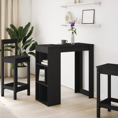 Mesa Bar Con Estantes Madera Ingeniería Negro 102x50x103,5 Cm_1